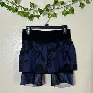 She Beest Cycling Padded Biker Shorts Black & Blue Floral Print